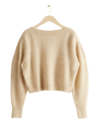 Wool Blend Boat Neck Sweater - Beige - Sweaters - & Other Stories