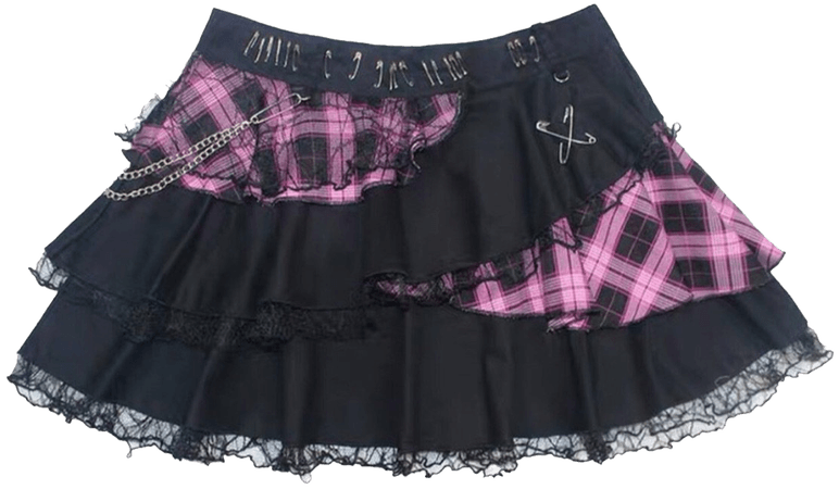 pink plaid ruffle skirt