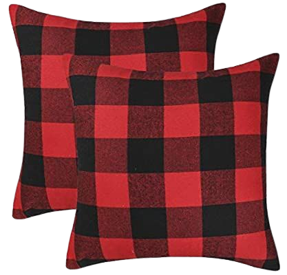 Amazon.com: 4TH Emotion Set of 2 Christmas Buffalo Check Plaid Throw Pillow Covers for Christmas Decorations Cushion Case Cotton Polyester for Farmhouse Home Decor Red and Black, 18 x 18 Inches: Home & Kitchen