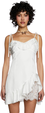 Sugar Thrillz Satin Ruffle Mini Dress - White – Dolls Kill