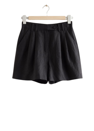 Relaxed Linen Shorts - Black - Shorts - & Other Stories US