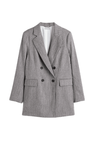 Double-breasted Jacket - Gray/herringbone-patterned - Ladies | H&M US