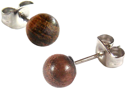 Amazon.com: Earth Accessories Ball Stud Earrings for Women - Earring Set with Organic Wood - Ear Rings with Surgical Steel: Clothing