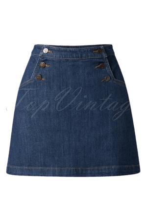 60s Sailor Denim Skirt in Blue