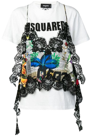 Dsquared2 Lace Embellished Graphic T-shirt - Farfetch