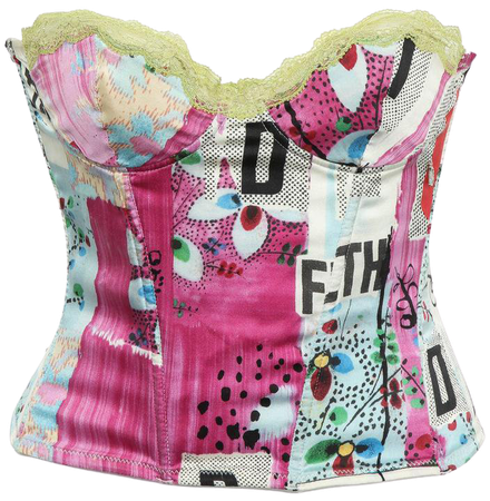Christian Dior by John Galliano Silk "Filth" Print Bustier For Sale at 1stdibs