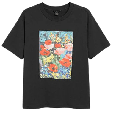 Cotton tee - Back with flowers - T-shirts - Monki WW