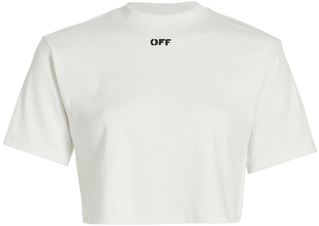 Off-White Cropped Stamped Logo T-Shirt