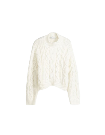 High neck cable-knit sweater - New - Women | Bershka
