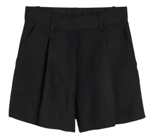 Linen-blend Bermuda Shorts - Black - Ladies | H&M US