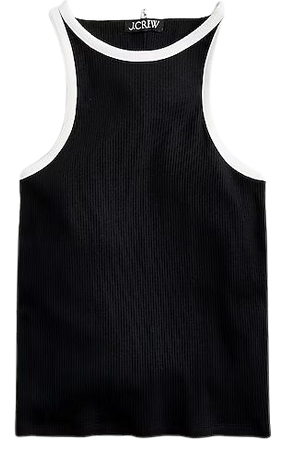 J.Crew: Vintage Rib High-neck Cutaway Tank Top With Contrast Trim For Women