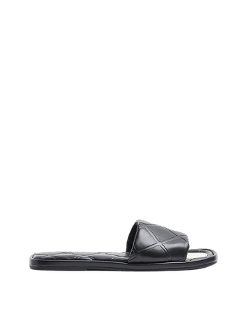 Black wide fit embossed sandals | River Island