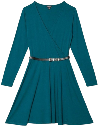 Belted Viscose Blend Long Sleeve Jersey Mini Dress | Karen Millen
