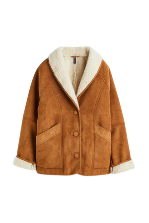 Fleece-lined Jacket - Brown/natural white - Ladies | H&M US
