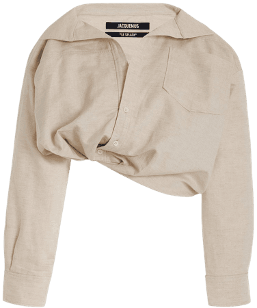 La Mejean Draped Cotton-Line Cropped Shirt By Jacquemus | Moda Operandi