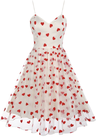 white and red heart dress