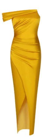 Gathered One-Shoulder Satin Gown by Rasario | Moda Operandi