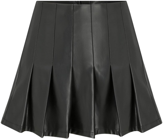 Solid Faux Leather Pleated Mini Skirt - Cider