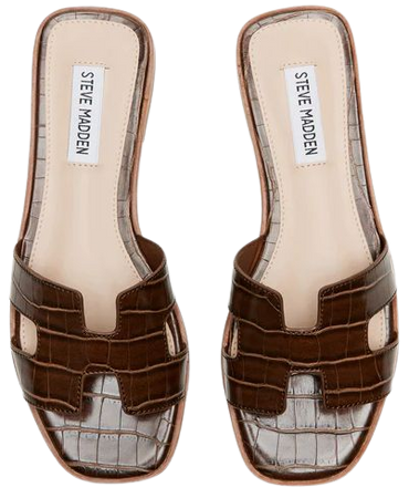 HADYN Brown Crocodile Sandal | Women's Designer Sandals – Steve Madden