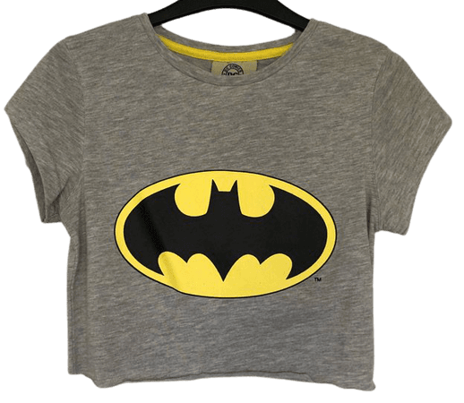 grey, yellow and black batman graphic crop top
