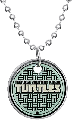 Nickelodeon Teenage Mutant Ninja Turtles’ Sewer Cover Stainless Steel Pendant Necklace, 16” Chain