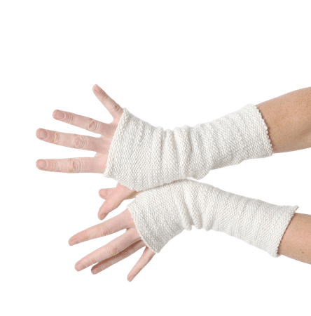 Thick white arm warmers Off-white fingerless gloves White | Etsy