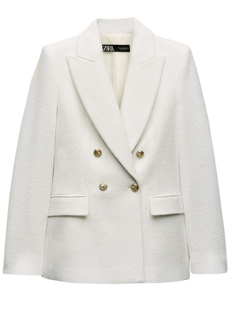 white textured blazer