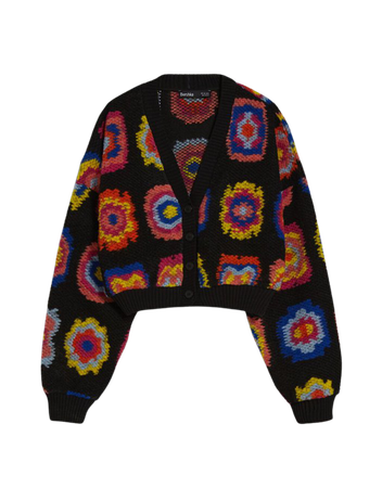 Rustic printed wool jacket - Sweaters and cardigans - Woman | Bershka