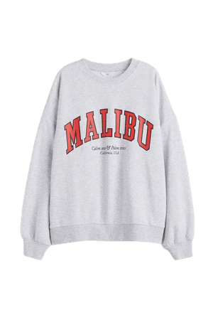 Raglan-sleeved Top - Light gray melange/Malibu - Ladies | H&M US