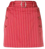red pinstripe mini skirt