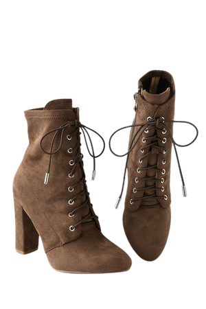 Cute Taupe Booties - Lace-Up Booties - Taupe Mid-Calf Booties