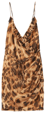 Strappy tulle mini dress with leopard print - Dresses - Woman | Bershka