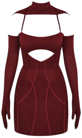 'Bliss' Cherry Red Mesh Cutout Mini Dress - Mistressrocks