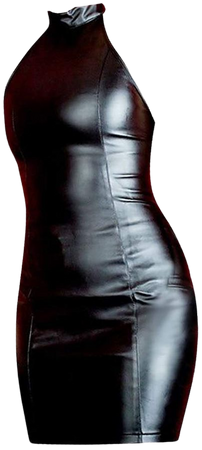 *clipped by @luci-her* Sexy Black Leather Strapless Dew Buttock Tight Long Skirt