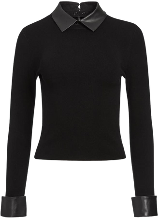 Alice + Olivia Dory Faux Leather Detail Sweater | Nordstrom