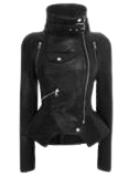 Women Black Slim PU Leather Turtleneck Steampunk Goth Jacket | Skullflow