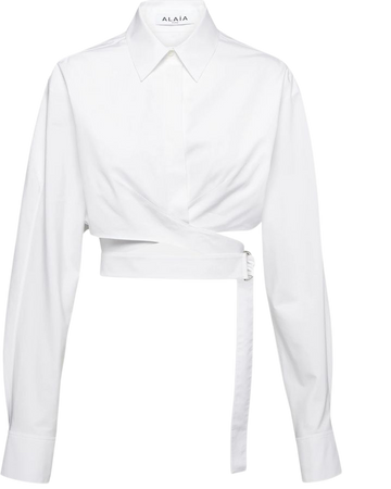 Cropped Cotton Poplin Shirt in White - Alaia | Mytheresa