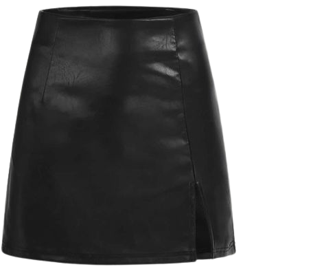 SHEIN MOD Solid Split Hem PU Skirt | SHEIN USA
