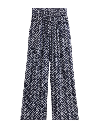 Vacation Wide Leg Pants - Prussian Blue, Tranquil Geo | Boden US
