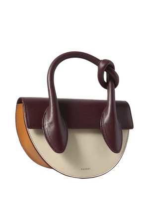 Burgundy Dolores mini knotted color-block leather shoulder bag | Yuzefi | NET-A-PORTER