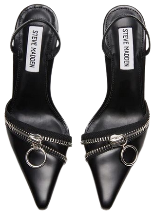 DIPPER Black Leather Slingback Stiletto Heel | Women's Heels – Steve Madden