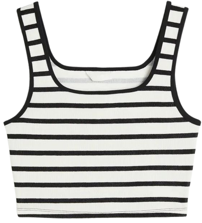 Crop Tank Top - White/black striped - Ladies | H&M US
