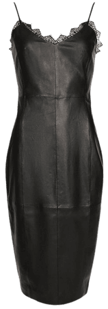 Leather And Lace Trim Cami Dress | Karen Millen