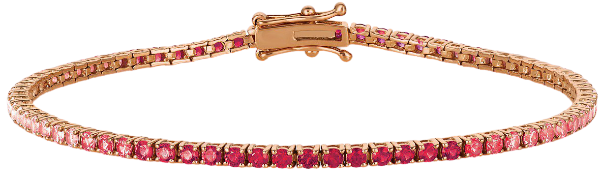 Le Vian Strawberry Layer Cake Ruby & Pink Sapphire 14k Rose Gold Link Bracelet