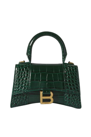 Hourglass Xs Croc-effect Leather Tote - Green