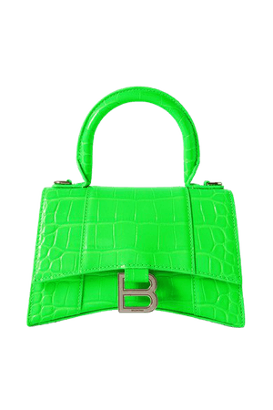 Hourglass Xs Croc-effect Leather Tote - Green