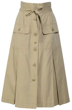 YSL 70s Safari Skirt Khaki Pockets Buttons long