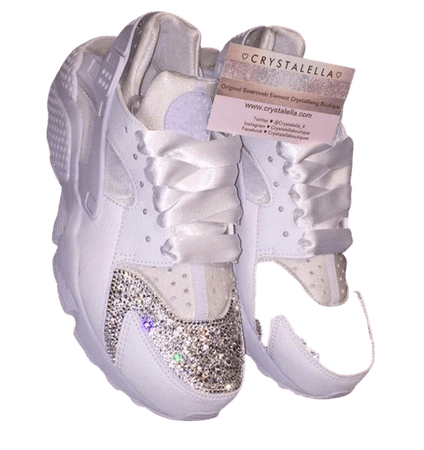 Crystal Nike Air Huarache in Triple White Crystalella Custom | Etsy