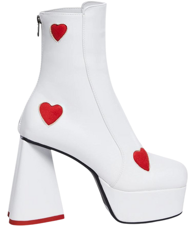 Lamoda Platform Heart Heel Ankle Boots - White – Dolls Kill