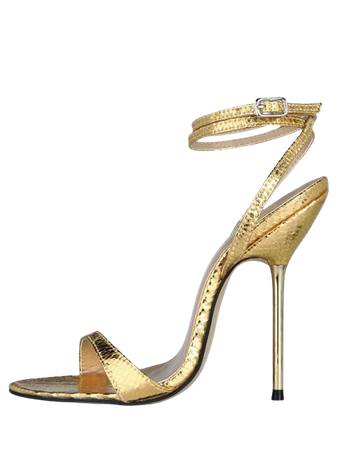 [42% OFF] 2019 Stiletto Heel Snake Pattern Ankle Wrap Sandals In GOLD | ZAFUL ..
